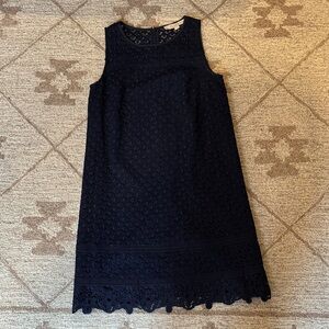 LOFT Navy Sleeveless Lace Dress